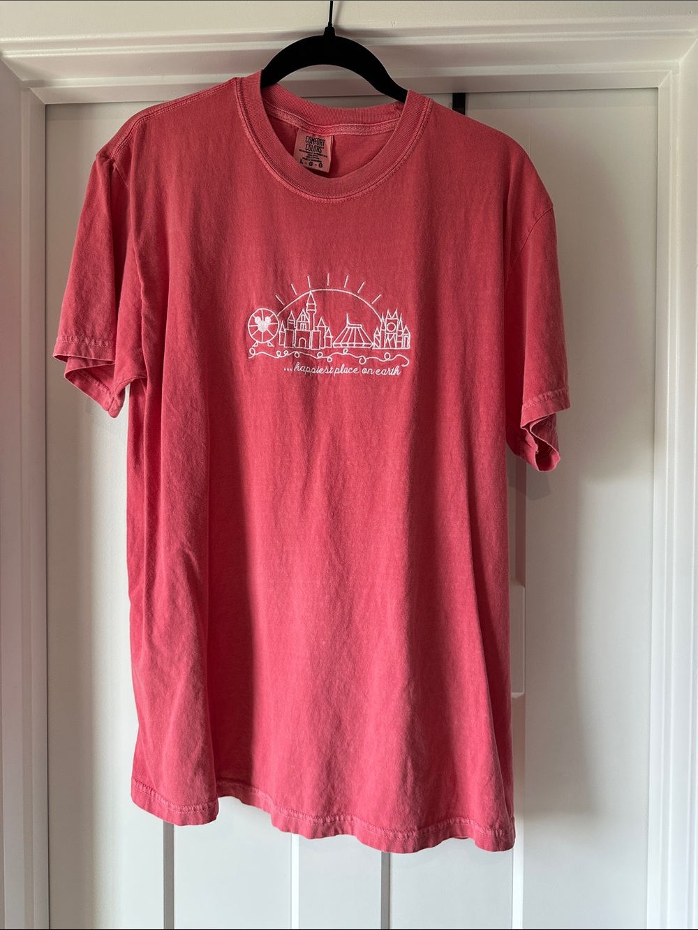 Embroidered Disneyland Graphic Tee - Coral